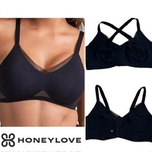 🍯🖤2X CrossOver V-Neck Bra in Vamp (Black) Bra by Honeylove